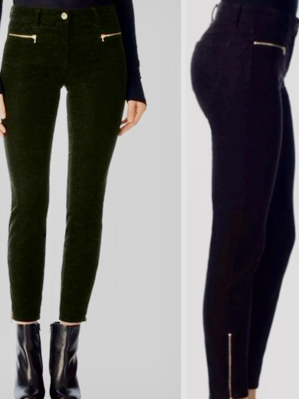J BRAND Iselin Corduroy Royal Green Jeans Cords Pants w Ankle Zipper